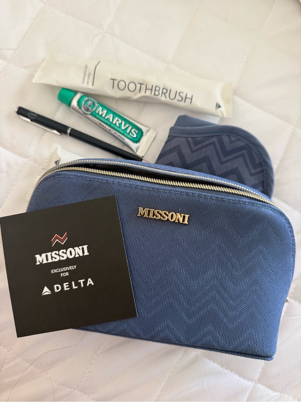 Missoni Blue Chevron Travel Toiletry Pouch